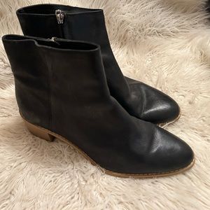 Clark's genuine leather booties. Wooden heel.